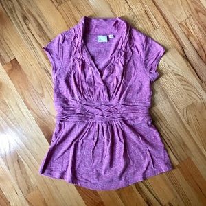 $78 Anthropologie Postmark stitched peplum top S